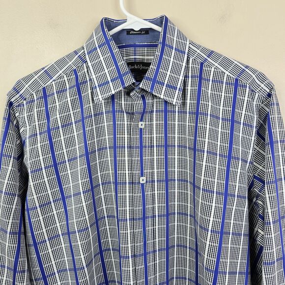 Bullock & Jones Mens Long Sleeve Classic Fit Windowpane Print Button Down Medium - Picture 3 of 7